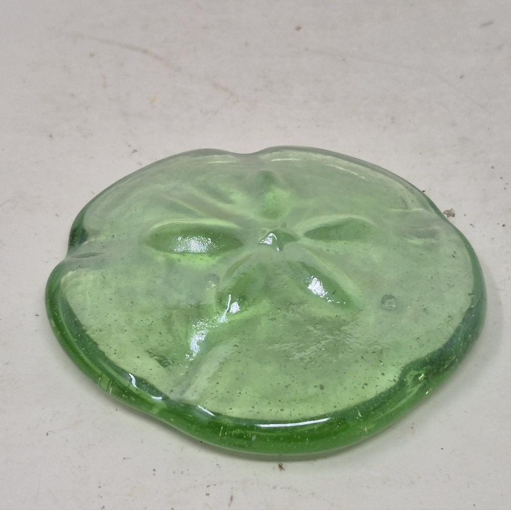 Green Glass Sand Dollar Paperweight